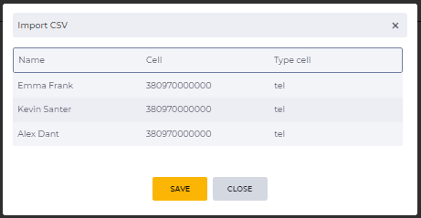 Import CSV modal window - Imports of CSV from file.png
