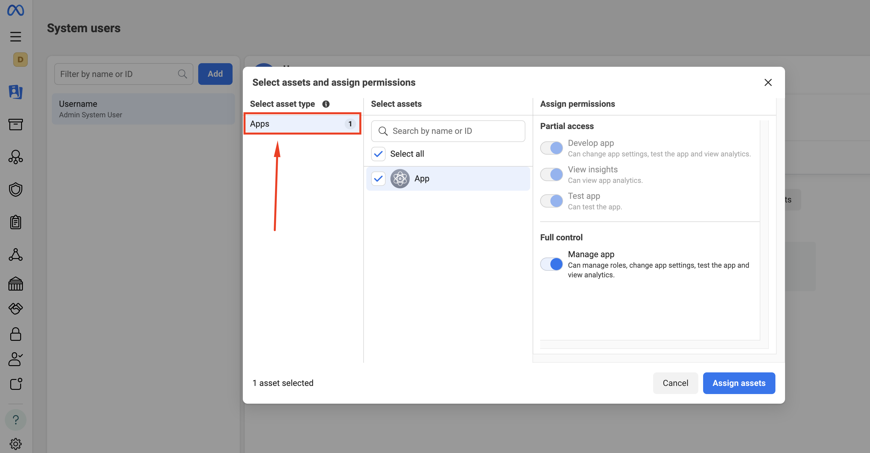 Fig. 16. Assign assets to user.png