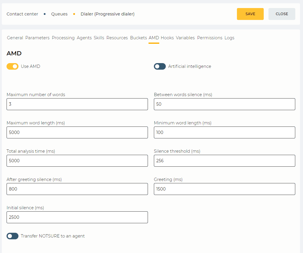 AMD tab (Progressive Dialer) Use AMD switch is on.png