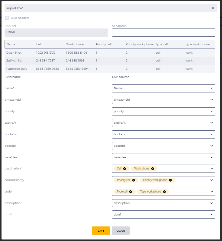 An example of filling data in a modal window when loading subscribers with two phone numbers (Member).png