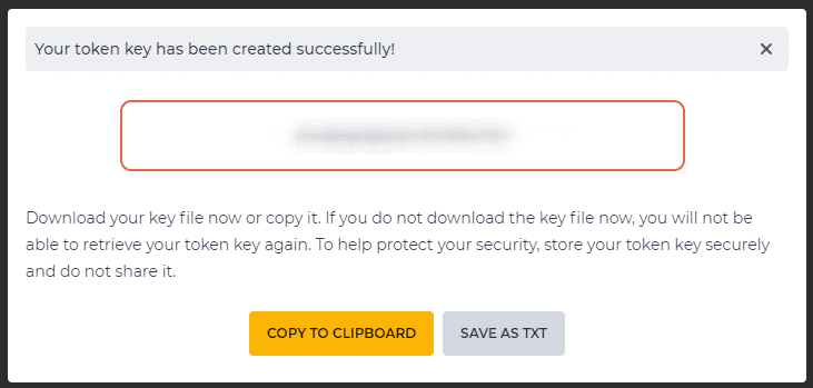 The modal window with a Token&nbsp;.png
